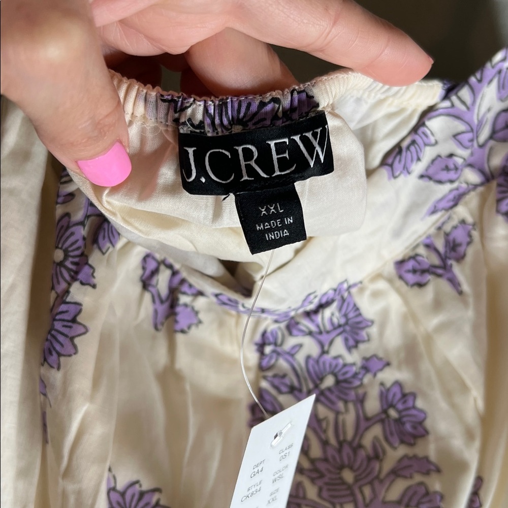 J. Crew Women's Floaty Midi Dress in Block-Print Cotton Voile, Size XXL NWT - Picture 5 of 6